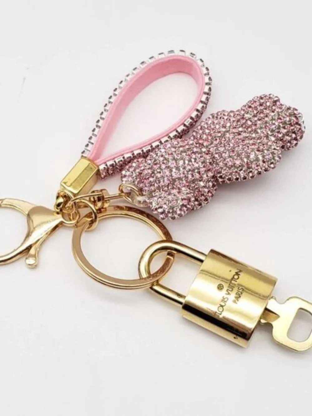 Authentic LV Gold Padlock & Key Set ✨ Luxury Bag Charm w/ Unbranded Keychain